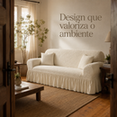 [LEVE 2 PAGUE 1] Capa de Sofá Florence em Algodão com Saias Laterais + 2 Almofadas Inclusas