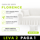 [LEVE 2 PAGUE 1] Capa de Sofá Florence em Algodão com Saias Laterais + 2 Almofadas Inclusas